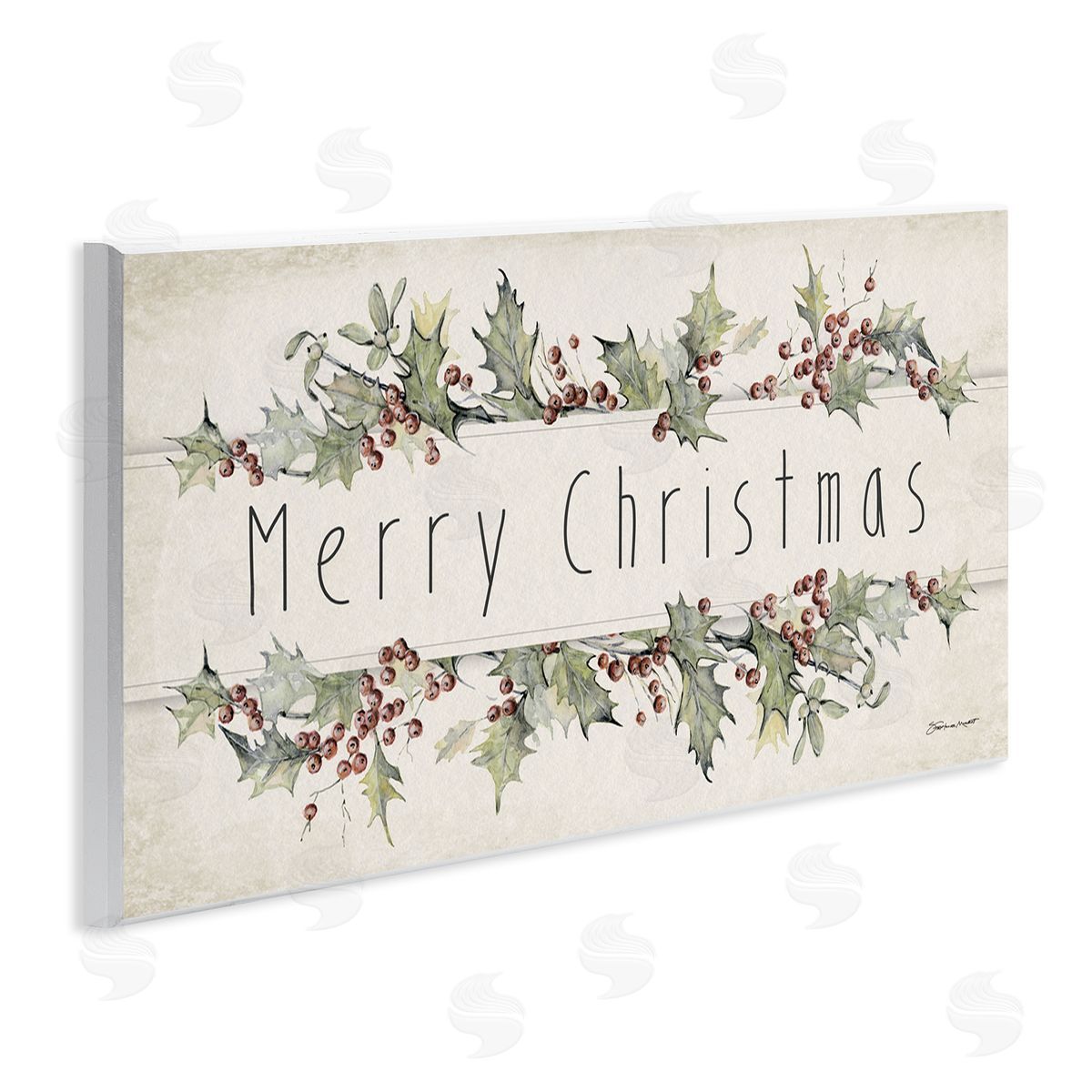 Vintage Merry Christmas Sentiment Wood Plaque Wall Art, Home Decor by Stephanie Workman Marrott
