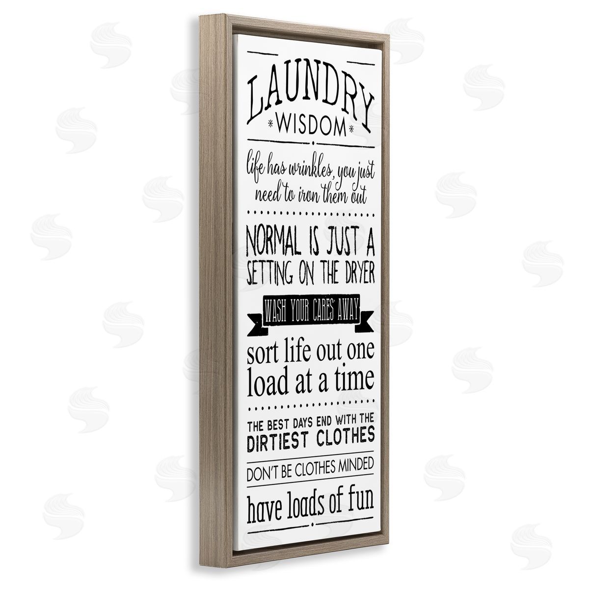 Laundry Wisdom Life Phrases Brown Floating Frame Canvas Wall Art, Home Decor by Stephanie Workman Marrott