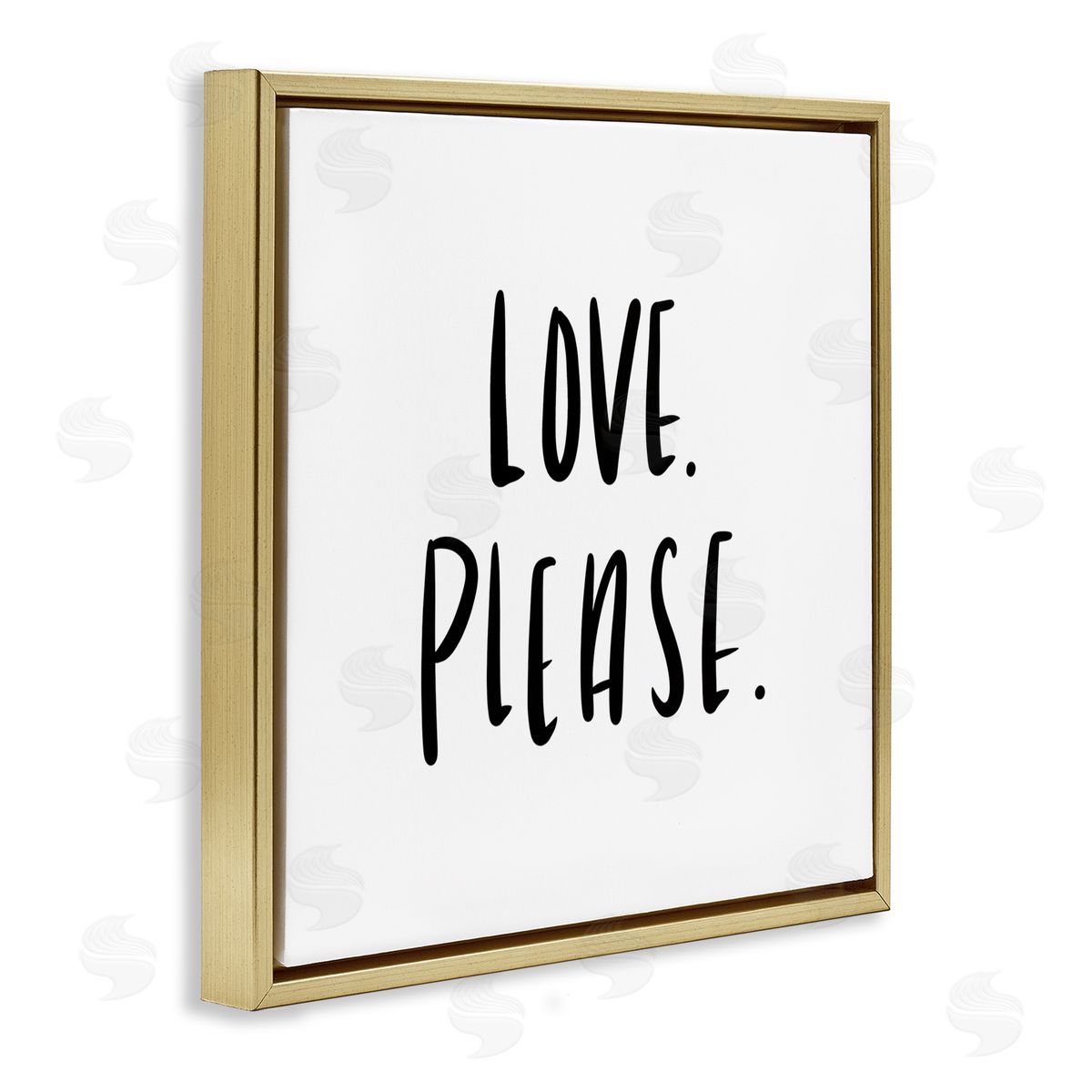 SD Graphics Studio Love Please Sentiments Minimal Black White Typography Gold Floater Frame Canvas Art