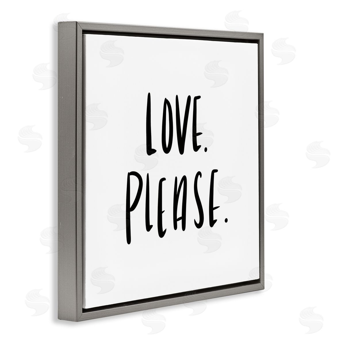 SD Graphics Studio Love Please Sentiments Minimal Black White Typography Gray Floater Frame Canvas Art