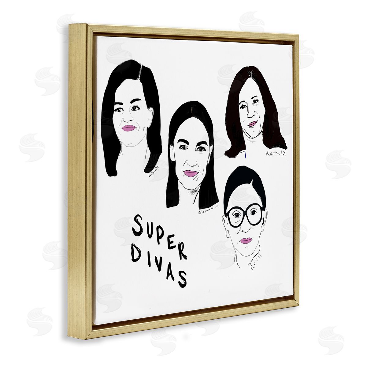 Nancy Ferrara Super Divas Phrase Prominent Female Political Figures Gold Floater Frame Canvas Art
