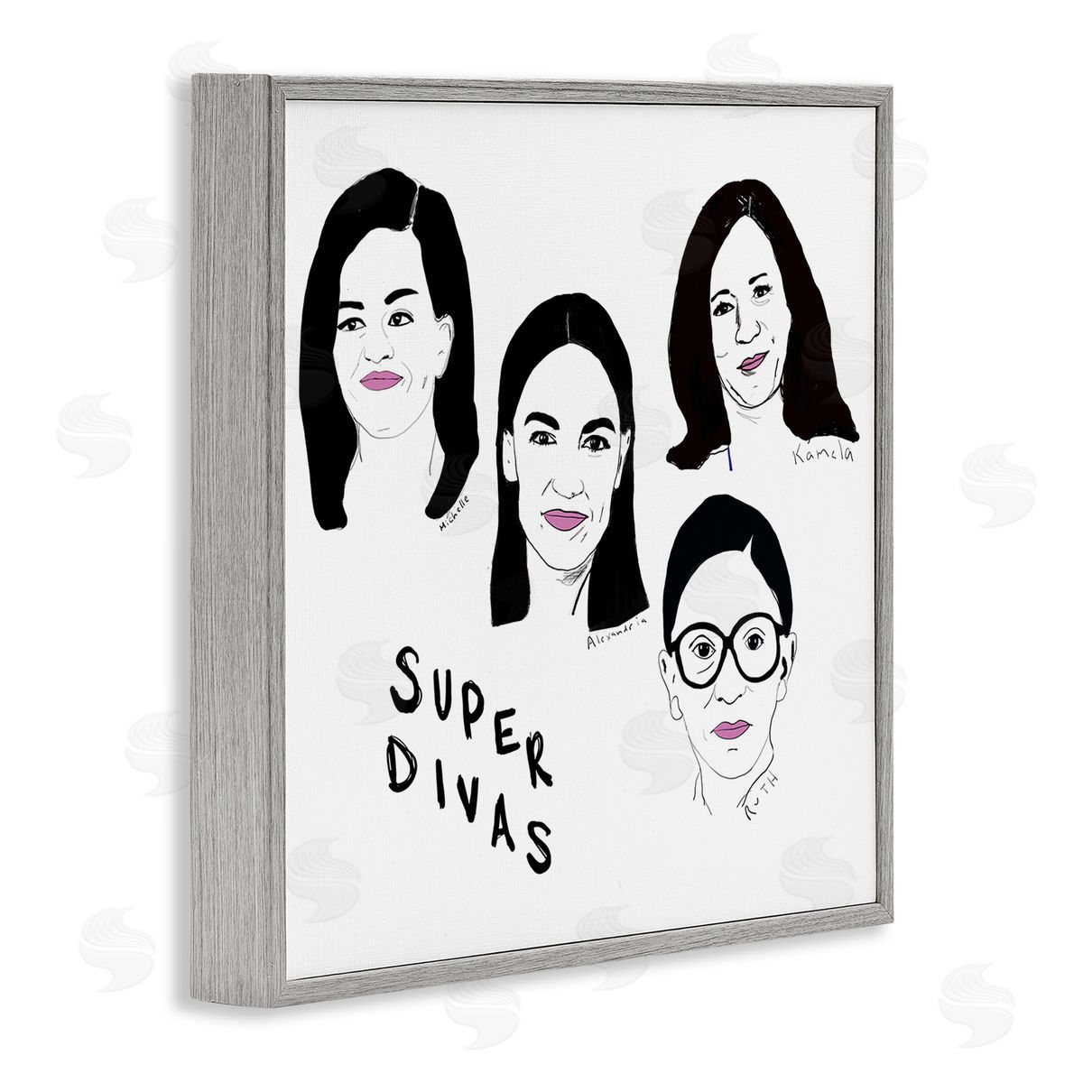 Nancy Ferrara Super Divas Phrase Prominent Female Political Figures Gray Framed Giclee Wall Art