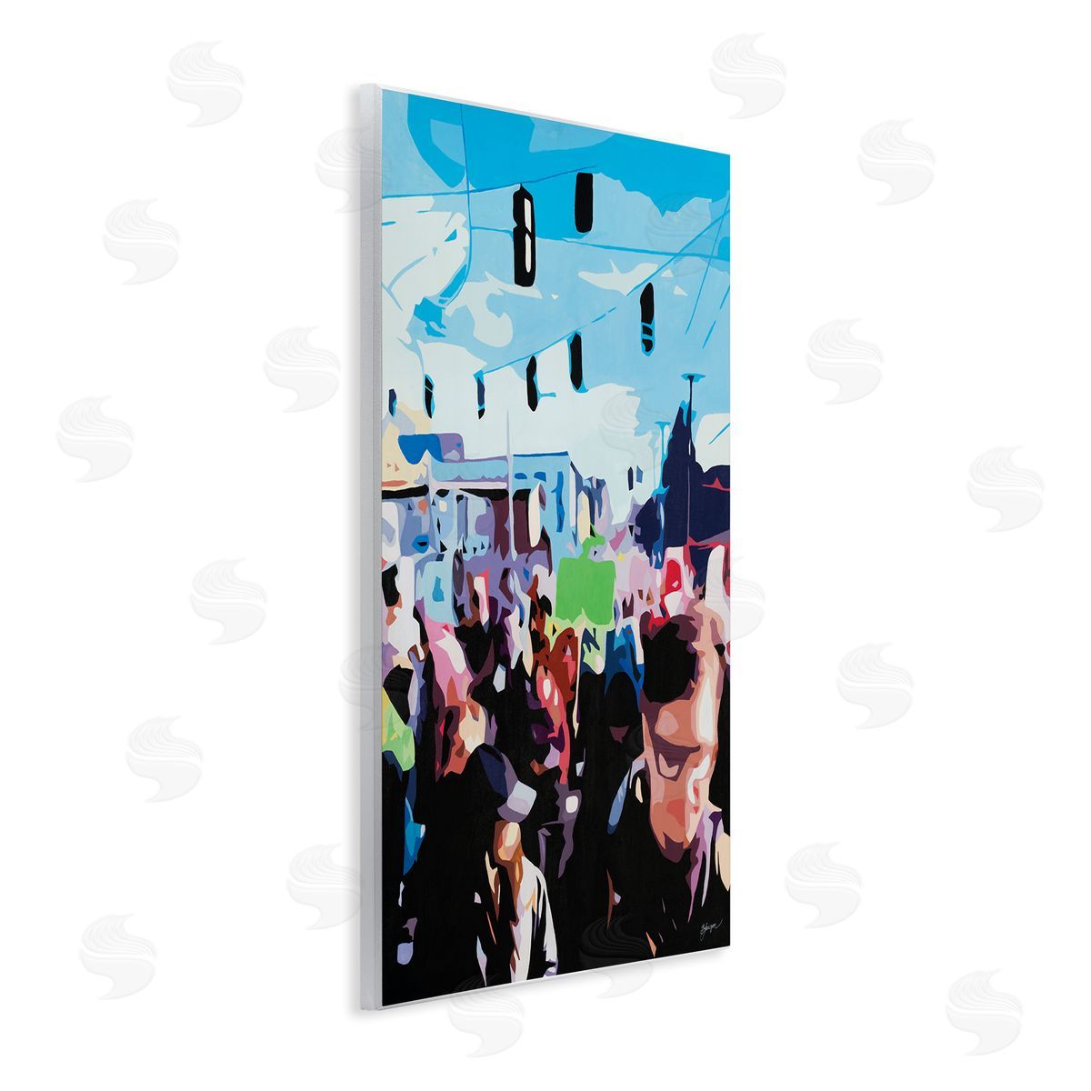 Beth Ann Lawson People Parading in Street Soft Edge Abstraction Wall Plaque Art