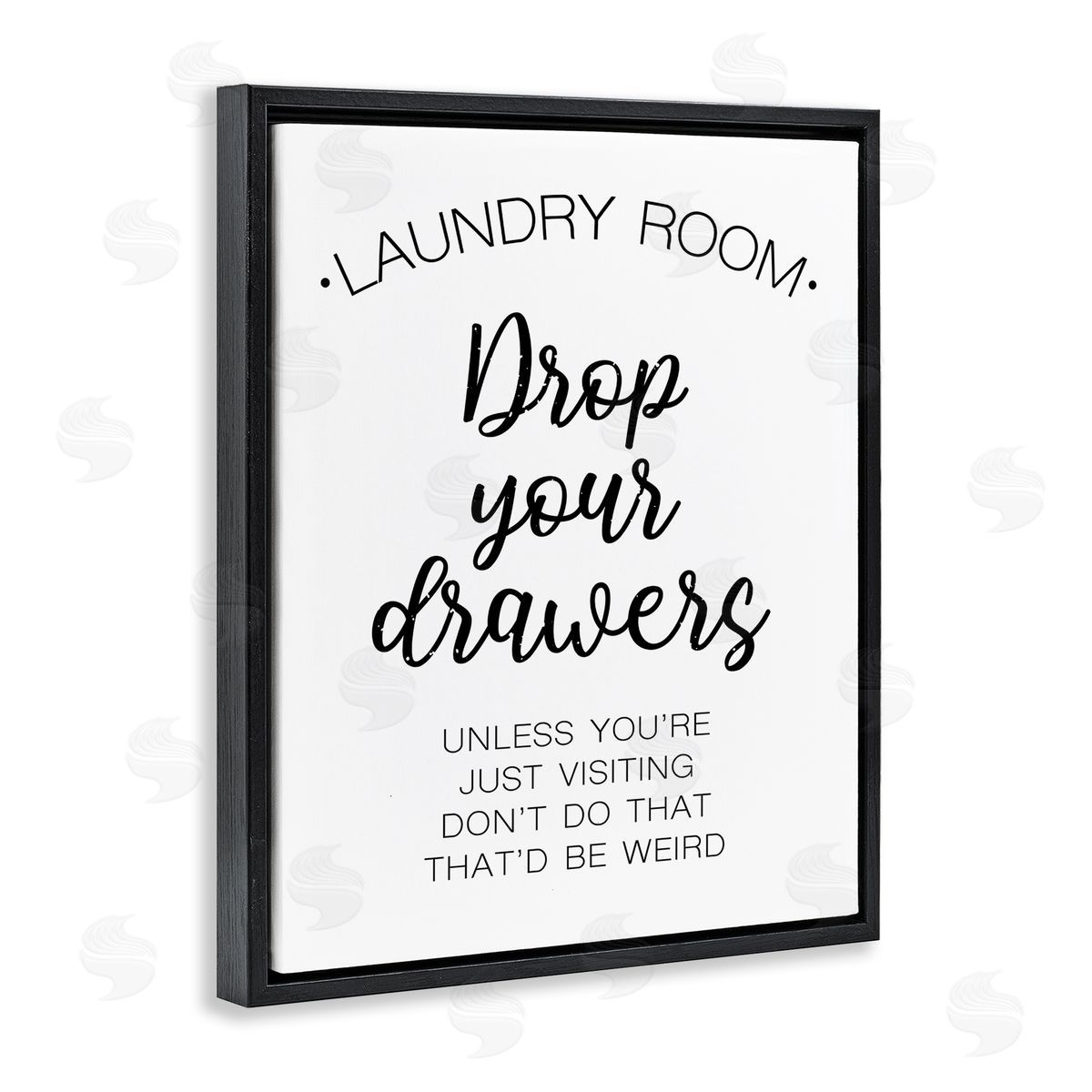 Victoria Brown Drop Your Drawers Phrase Funny Laundry Sentiment Black Floater Frame Canvas Art
