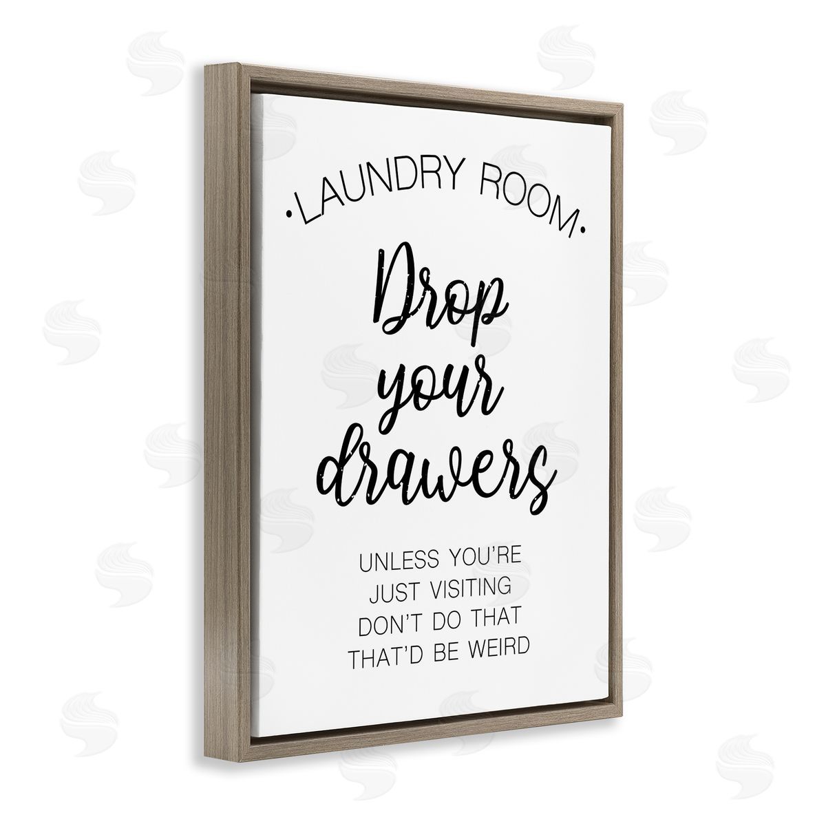 Victoria Brown Drop Your Drawers Phrase Funny Laundry Sentiment Brown Floater Frame Canvas Art