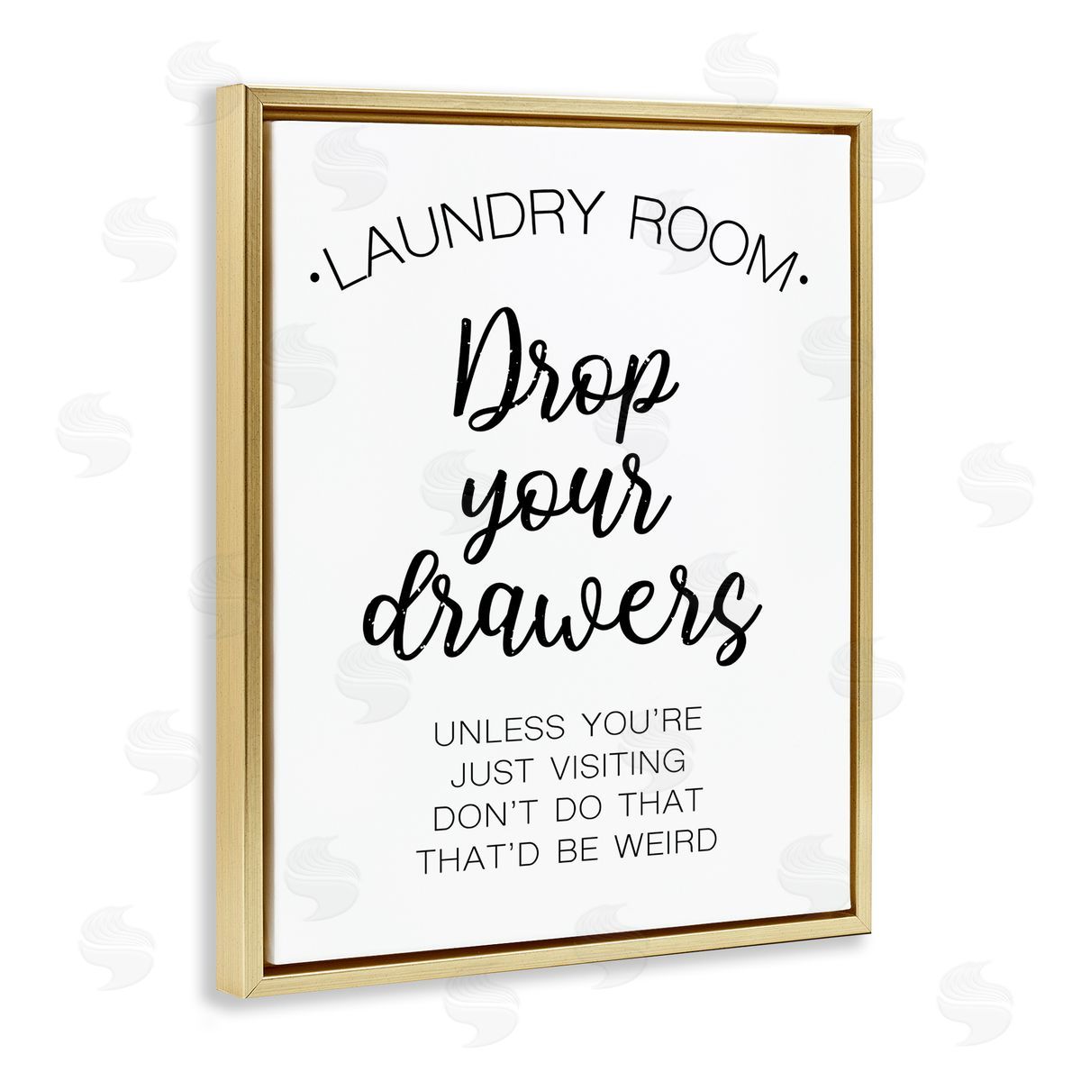 Victoria Brown Drop Your Drawers Phrase Funny Laundry Sentiment Gold Floater Frame Canvas Art