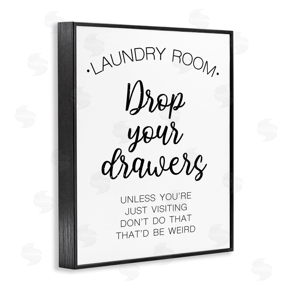 Victoria Brown Drop Your Drawers Phrase Funny Laundry Sentiment Black Framed Giclee Wall Art