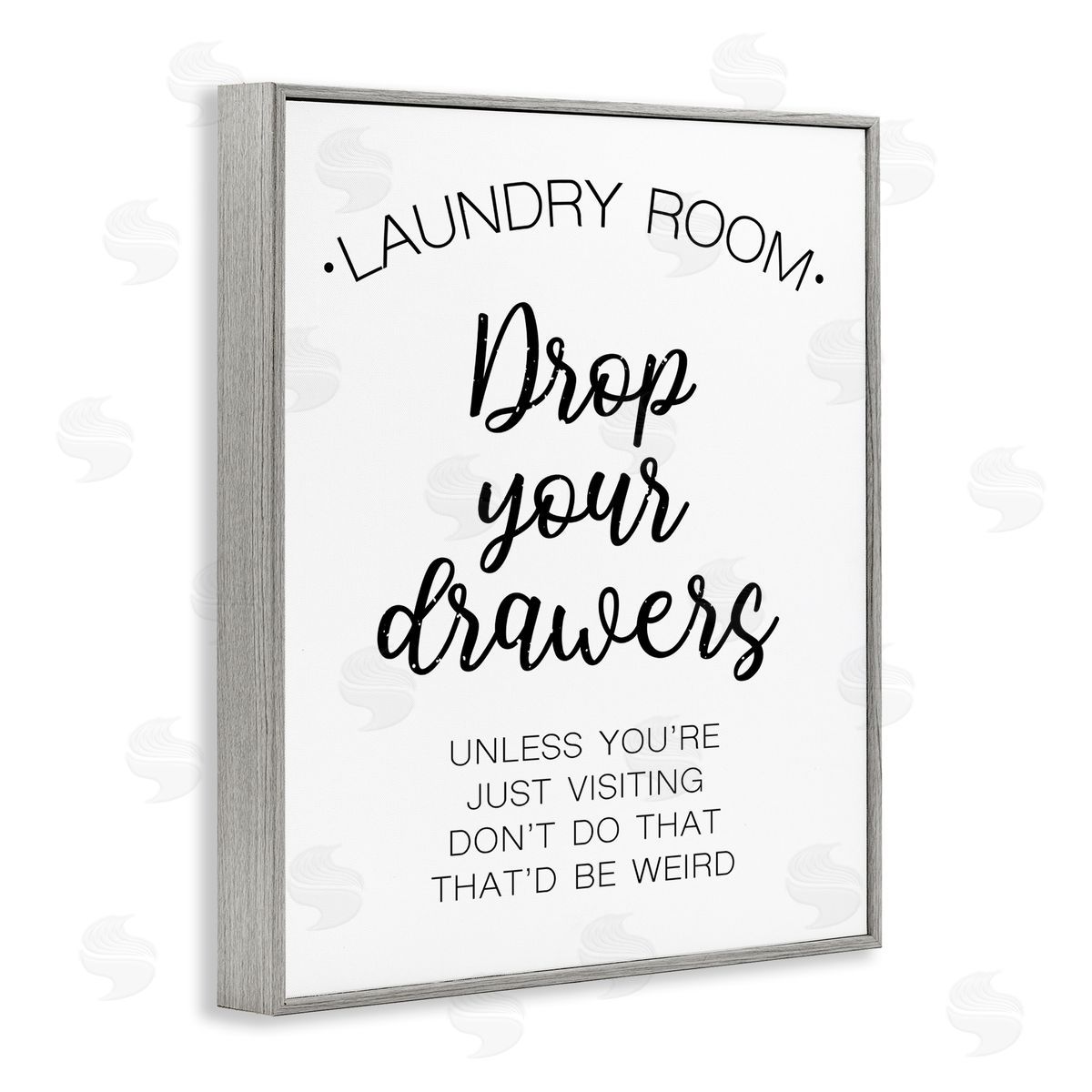 Victoria Brown Drop Your Drawers Phrase Funny Laundry Sentiment Gray Framed Giclee Wall Art