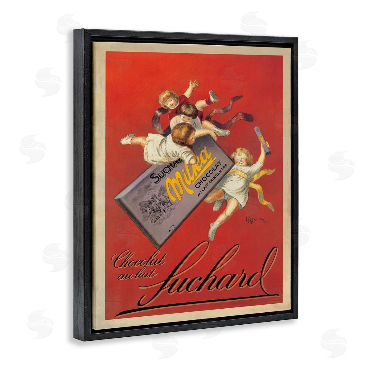 Leonetto Cappiello Chocolat au Lait Vintage European Advertisement Black Floater Frame Canvas Art