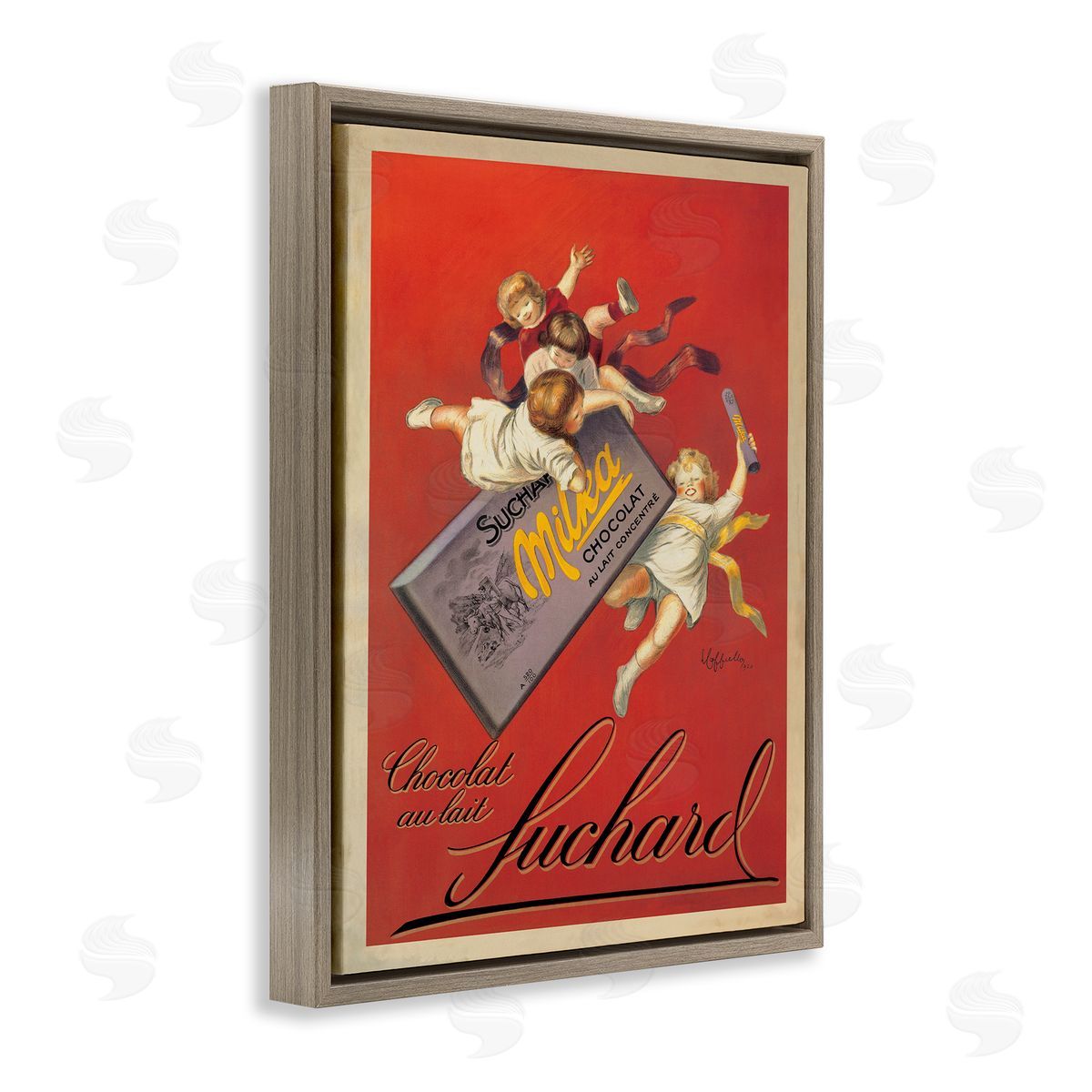 Leonetto Cappiello Chocolat au Lait Vintage European Advertisement Brown Floater Frame Canvas Art