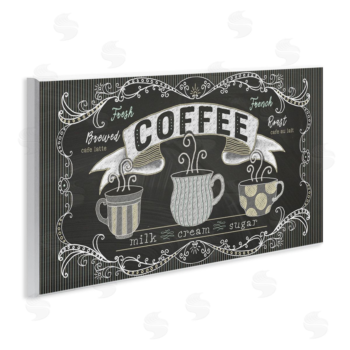 Andi Metz Freshly Brewed Coffee Sign Parisian Pattern Wall Plaque Art