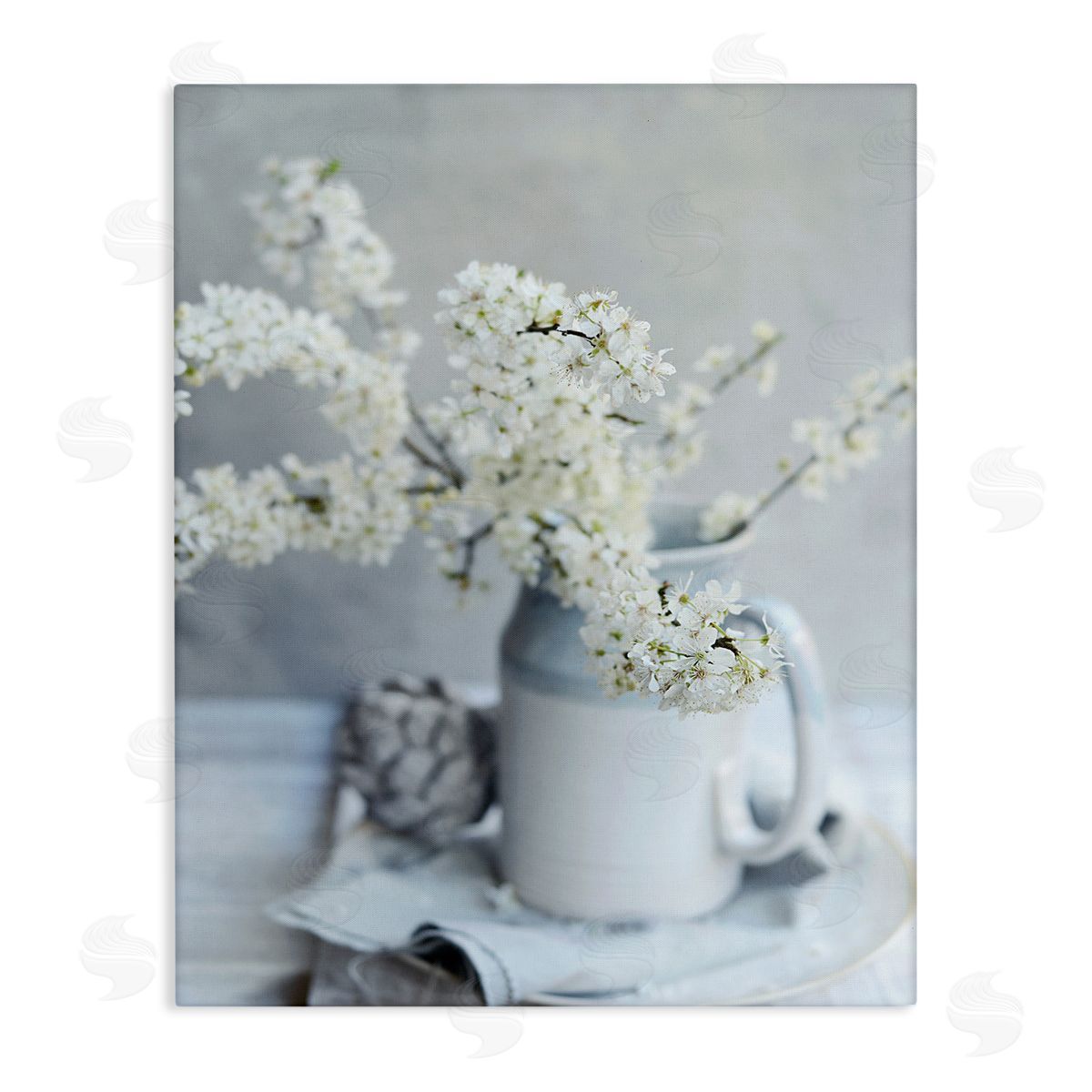 Sarah Gardner White Blossom Florals in Soft Country Mug Canvas Wall Art