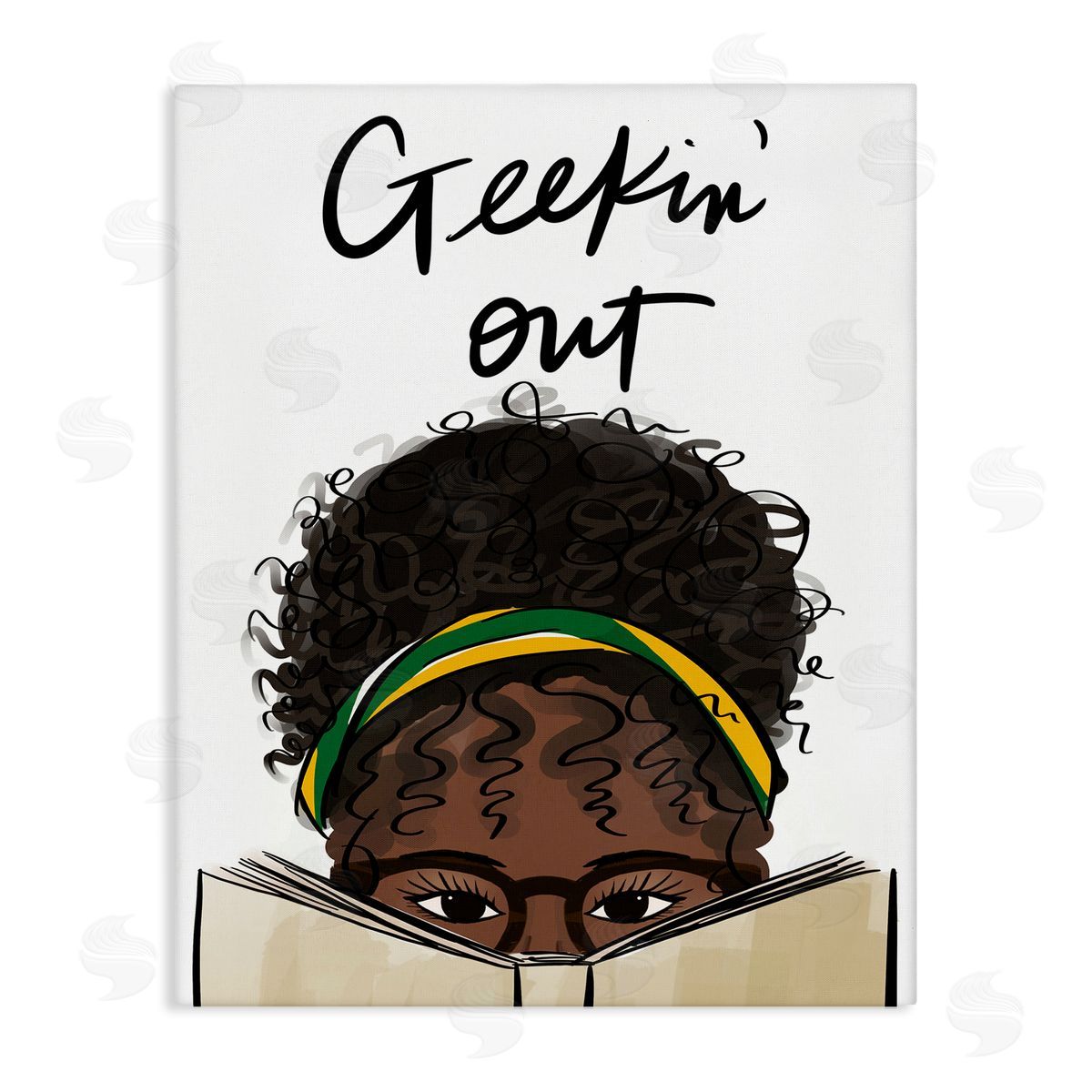 Anna Quach Geekin' Out Phrase Woman Reading Book Canvas Wall Art