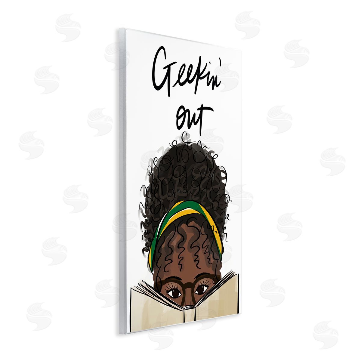 Anna Quach Geekin' Out Phrase Woman Reading Book Wall Plaque Art