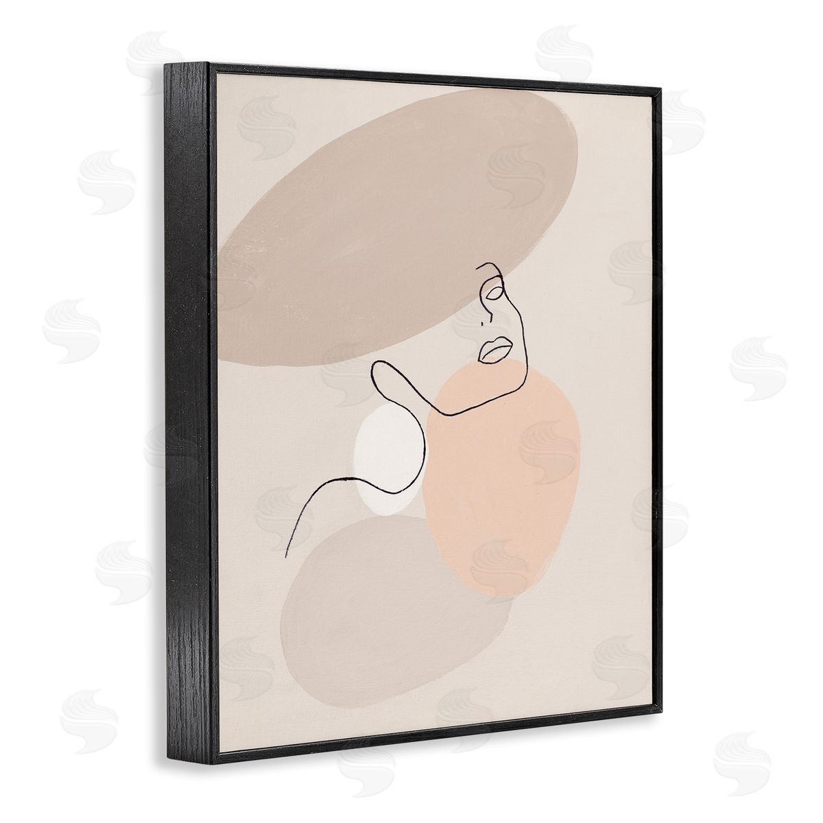 Patricia Pinto Minimal Female Line Drawing over Abstract Shapes Black Framed Giclee Wall Art