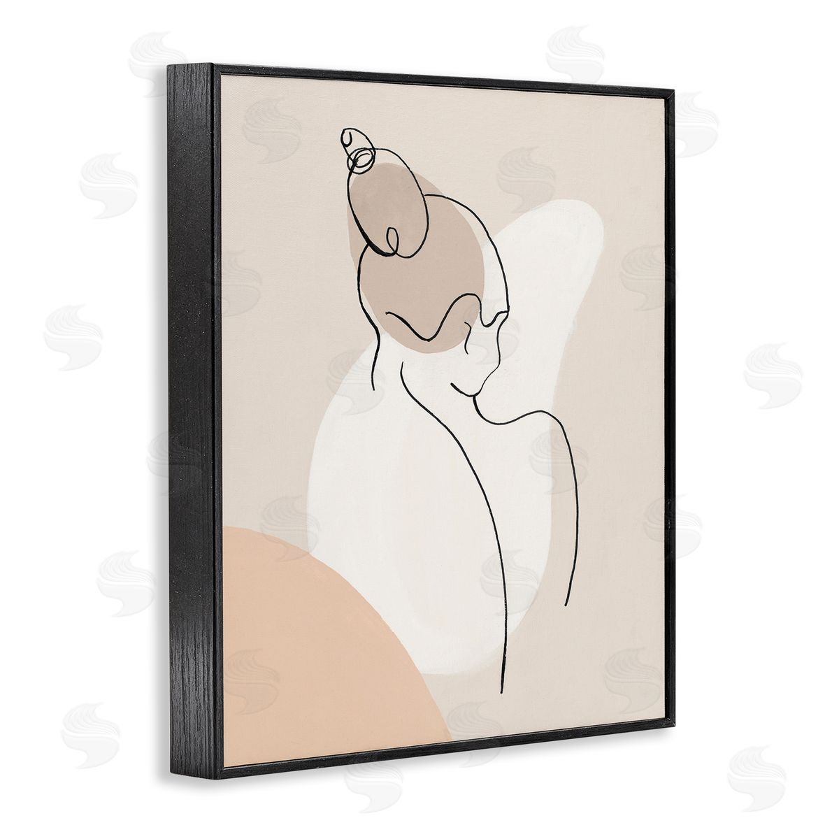 Patricia Pinto Abstract Female Line Drawing over Abstract Shapes Black Framed Giclee Wall Art