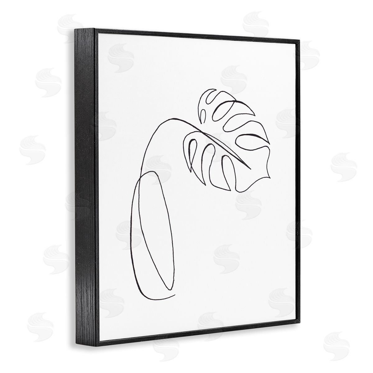 Patricia Pinto Minimal Monstera Plant Single Line Drawing Black Framed Giclee Wall Art
