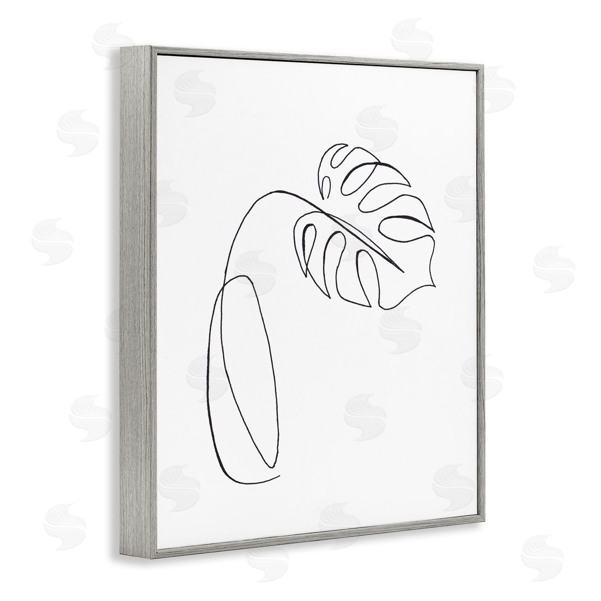 Patricia Pinto Minimal Monstera Plant Single Line Drawing Gray Framed Giclee Wall Art