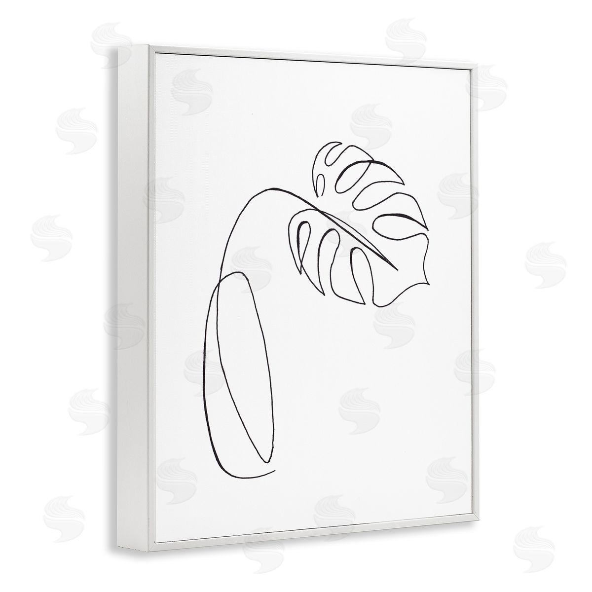 Patricia Pinto Minimal Monstera Plant Single Line Drawing White Framed Giclee Wall Art