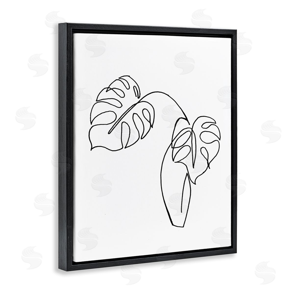Patricia Pinto Monstera Plants in Vase Single Line Drawing Black Floater Frame Canvas Art