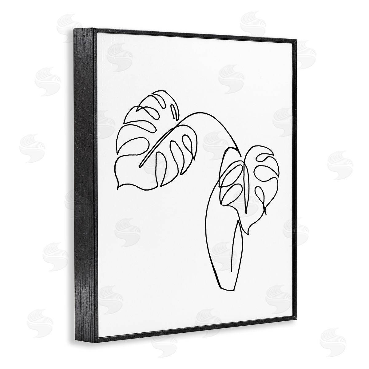 Patricia Pinto Monstera Plants in Vase Single Line Drawing Black Framed Giclee Wall Art