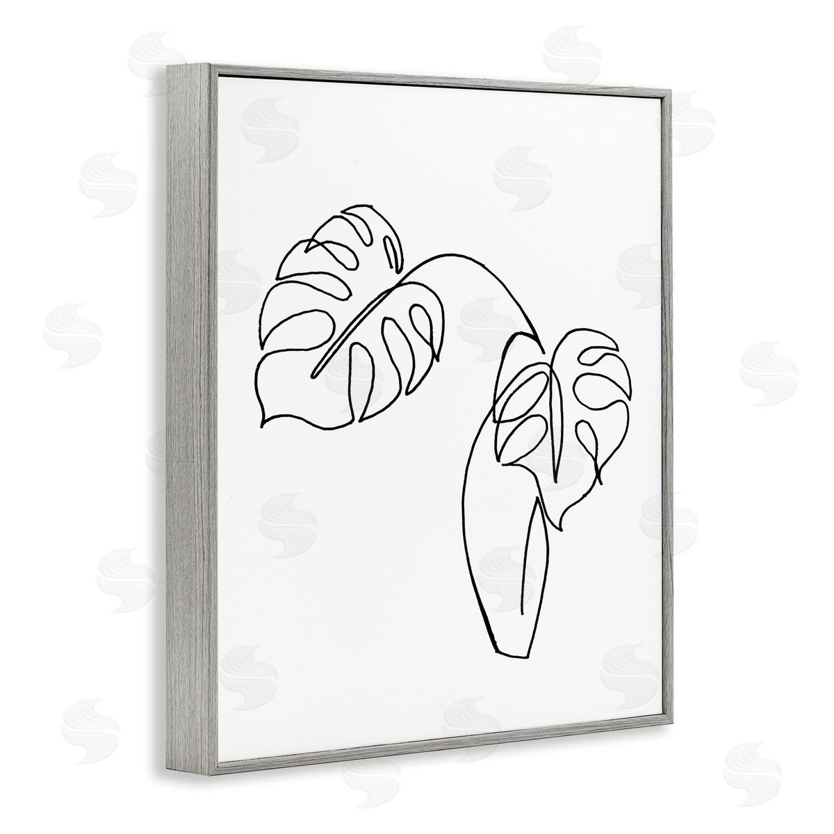 Patricia Pinto Monstera Plants in Vase Single Line Drawing Gray Framed Giclee Wall Art