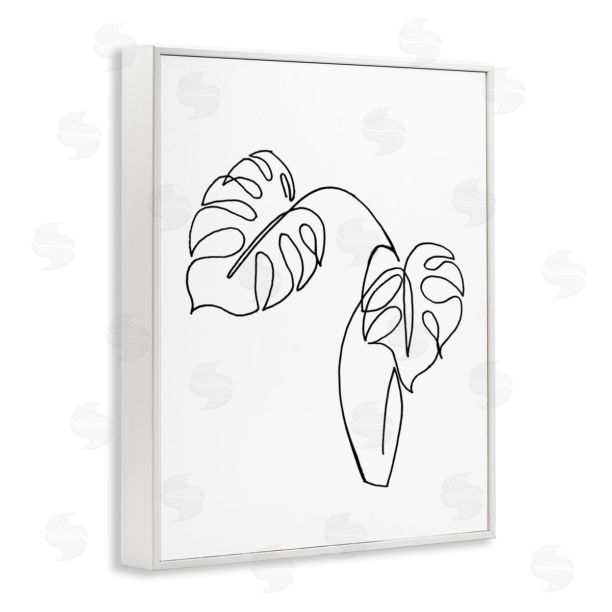 Patricia Pinto Monstera Plants in Vase Single Line Drawing White Framed Giclee Wall Art