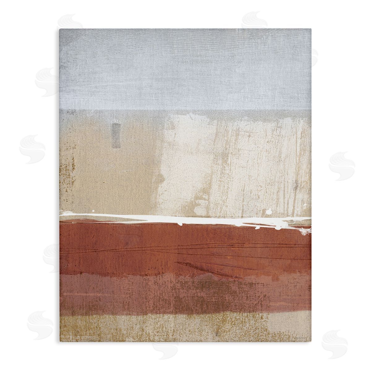 Dan Meneely Abstract Ombre Shapes Brown Green Tan Canvas Wall Art