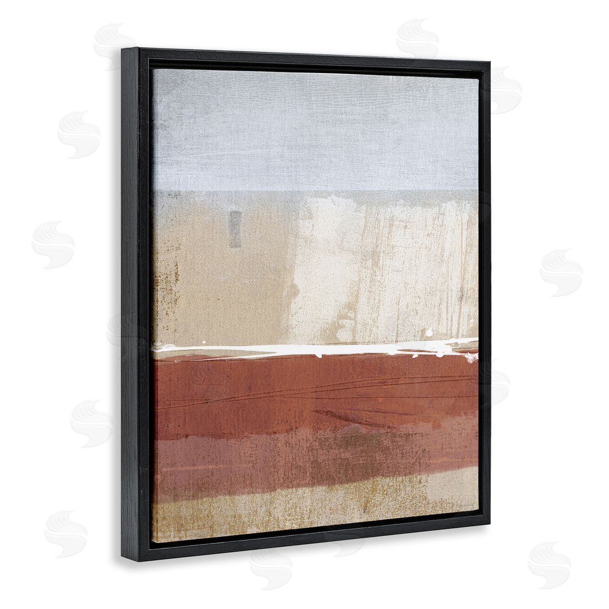 Dan Meneely Abstract Ombre Shapes Brown Green Tan Black Floater Frame Canvas Art