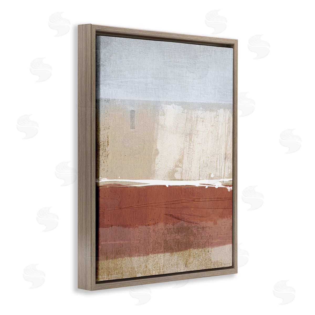 Dan Meneely Abstract Ombre Shapes Brown Green Tan Brown Floater Frame Canvas Art
