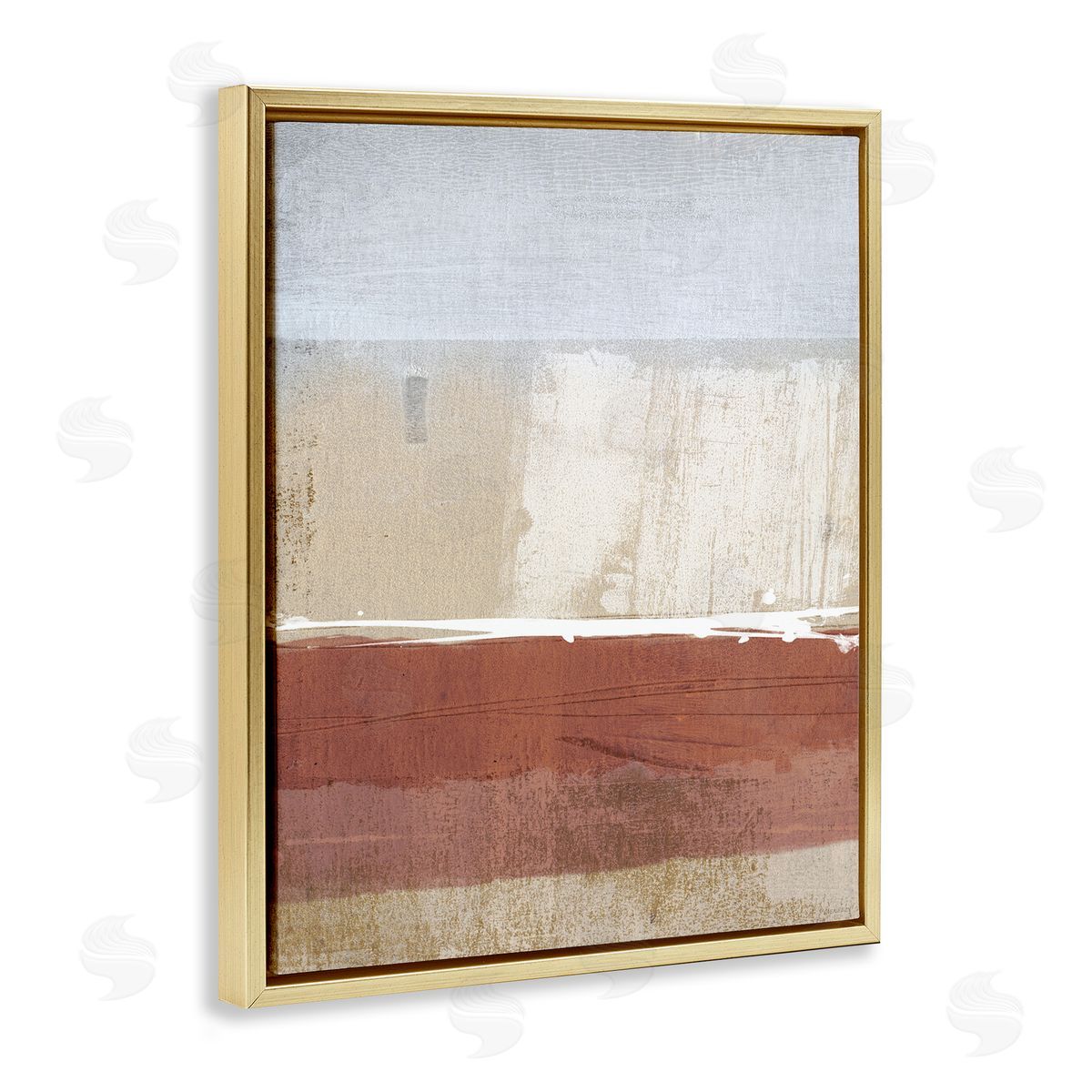 Dan Meneely Abstract Ombre Shapes Brown Green Tan Gold Floater Frame Canvas Art