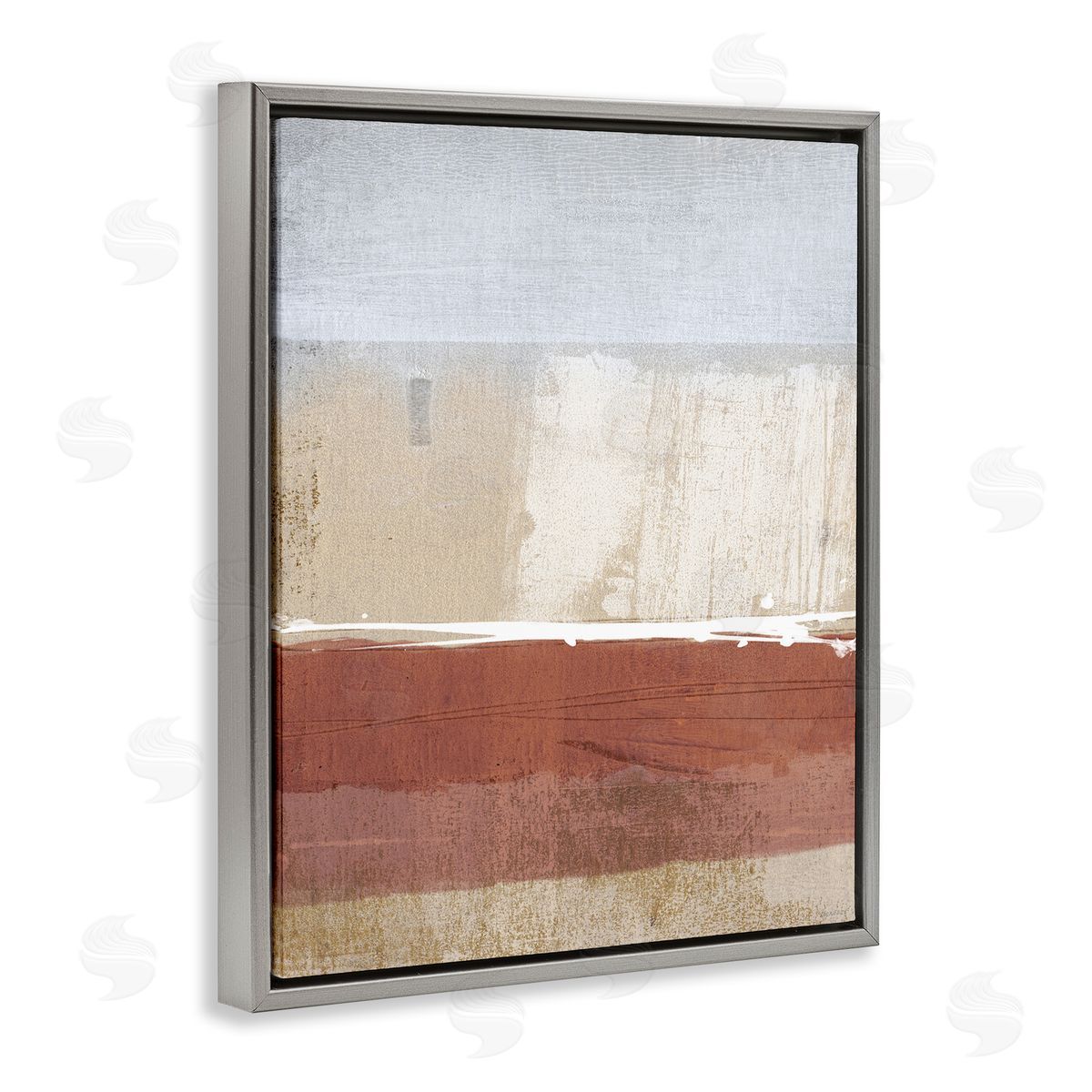 Dan Meneely Abstract Ombre Shapes Brown Green Tan Gray Floater Frame Canvas Art