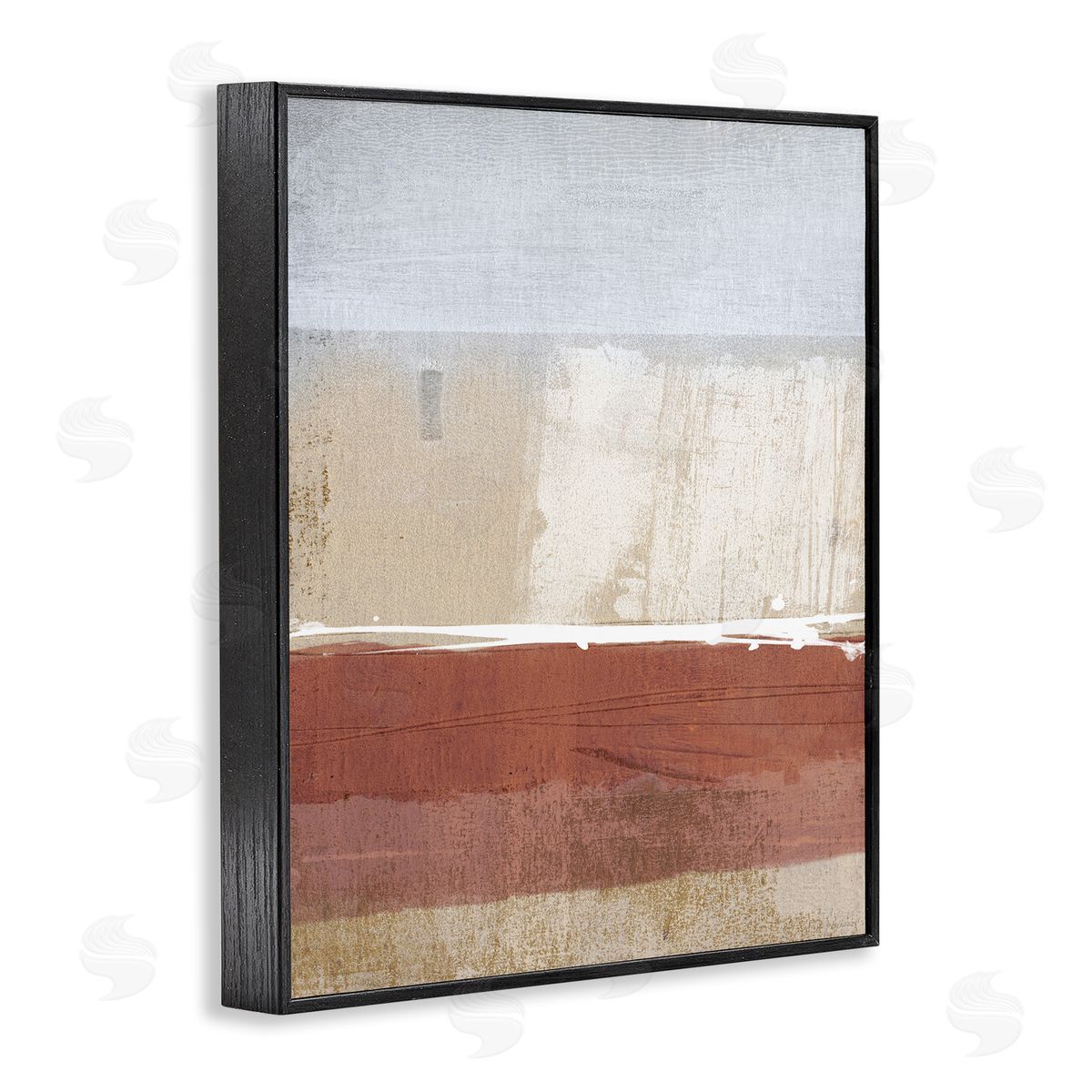 Dan Meneely Abstract Ombre Shapes Brown Green Tan Black Framed Giclee Wall Art