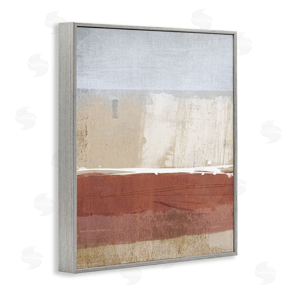 Dan Meneely Abstract Ombre Shapes Brown Green Tan Gray Framed Giclee Wall Art