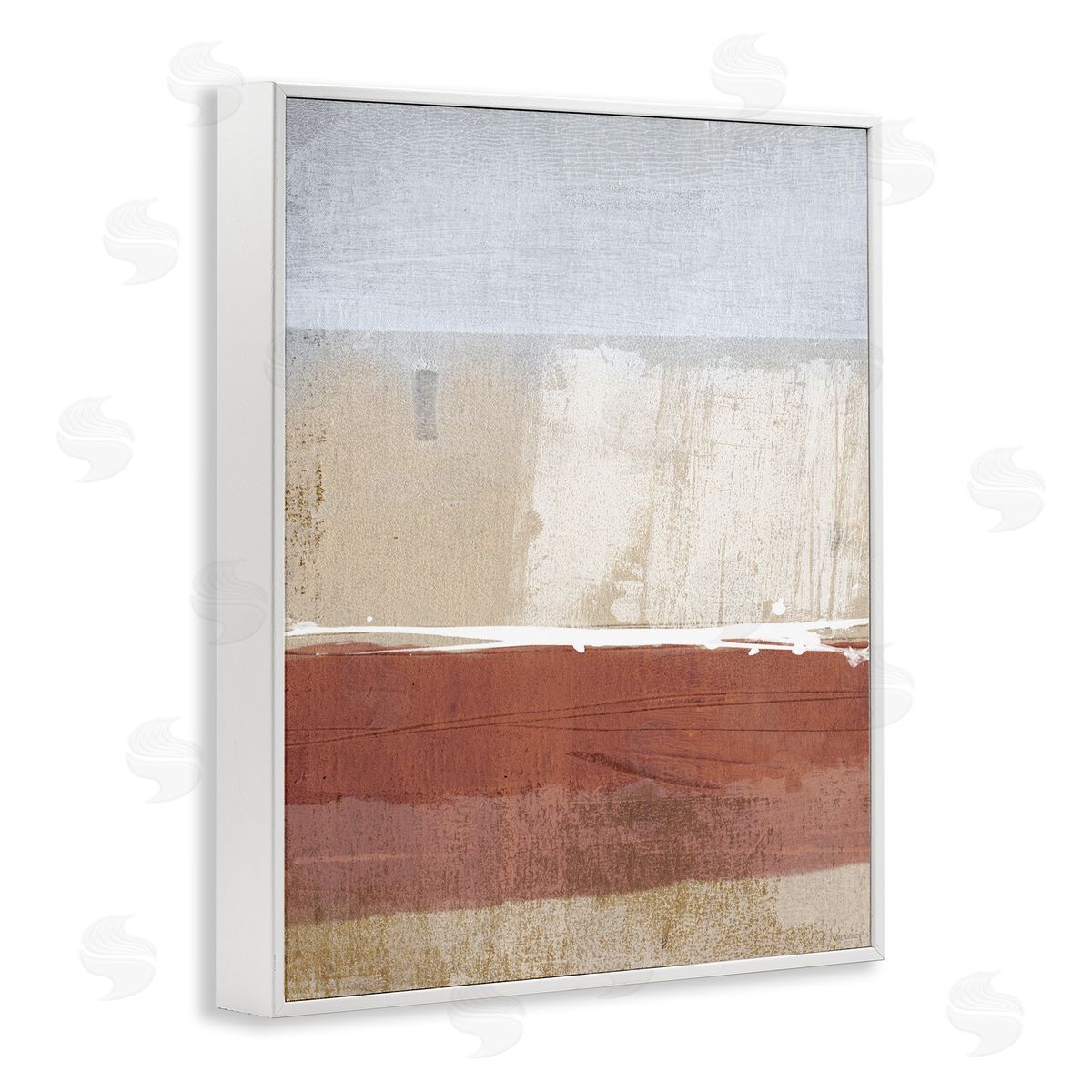 Dan Meneely Abstract Ombre Shapes Brown Green Tan White Framed Giclee Wall Art