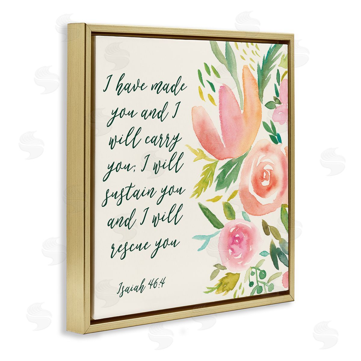 Studio W Isaiah 46:4 Proverbs Watercolor Spring Florals Gold Floater Frame Canvas Art