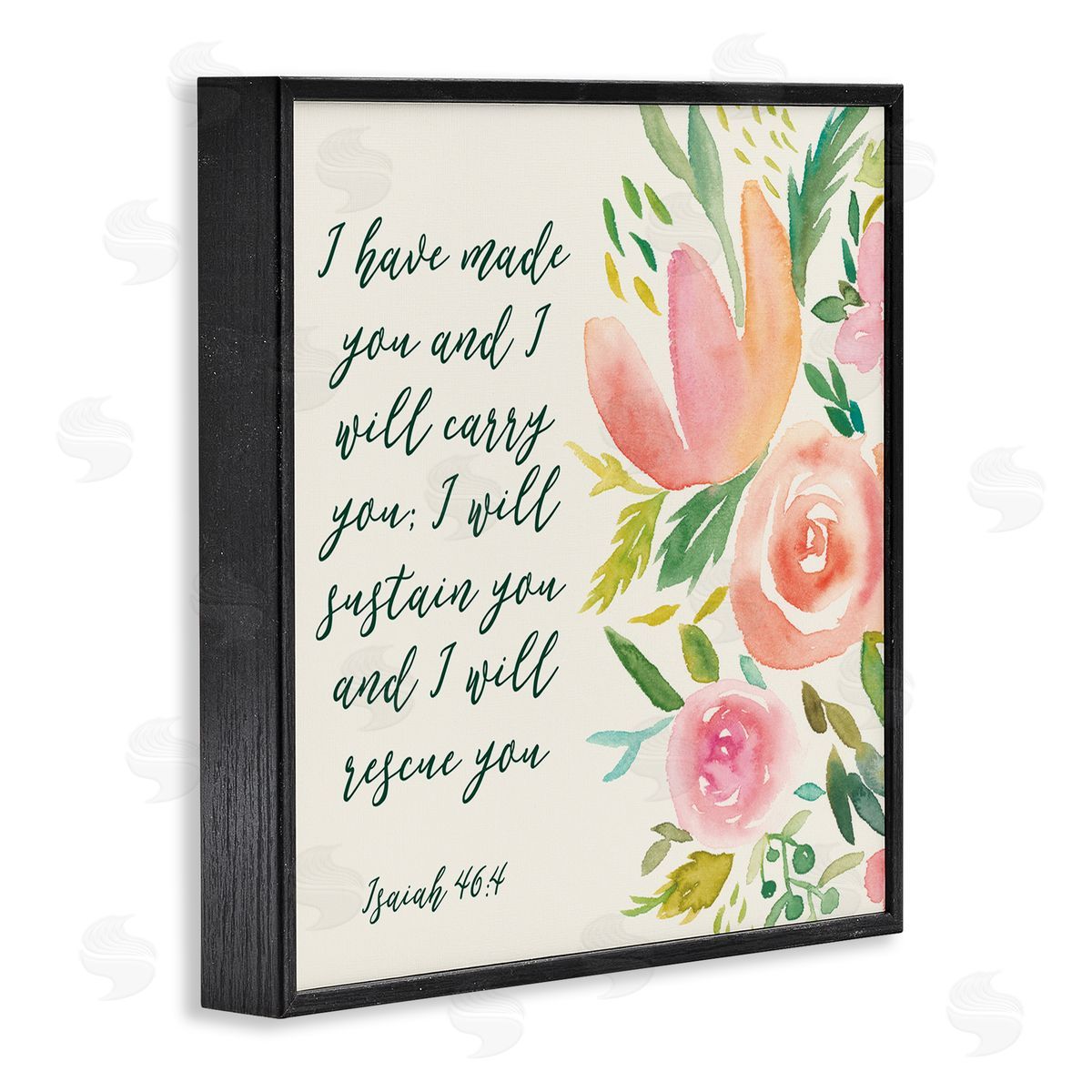 Studio W Isaiah 46:4 Proverbs Watercolor Spring Florals Black Framed Giclee Wall Art