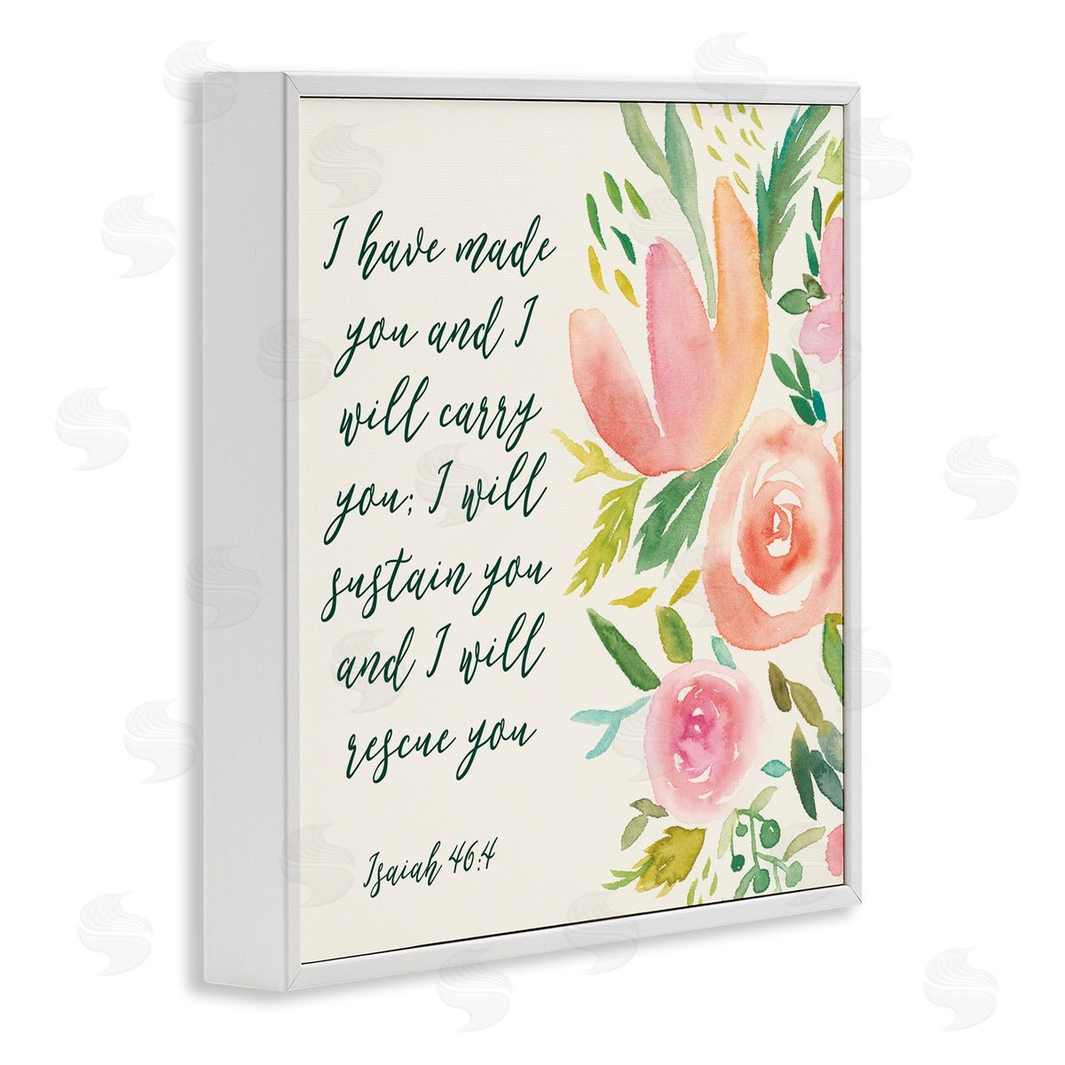 Studio W Isaiah 46:4 Proverbs Watercolor Spring Florals White Framed Giclee Wall Art
