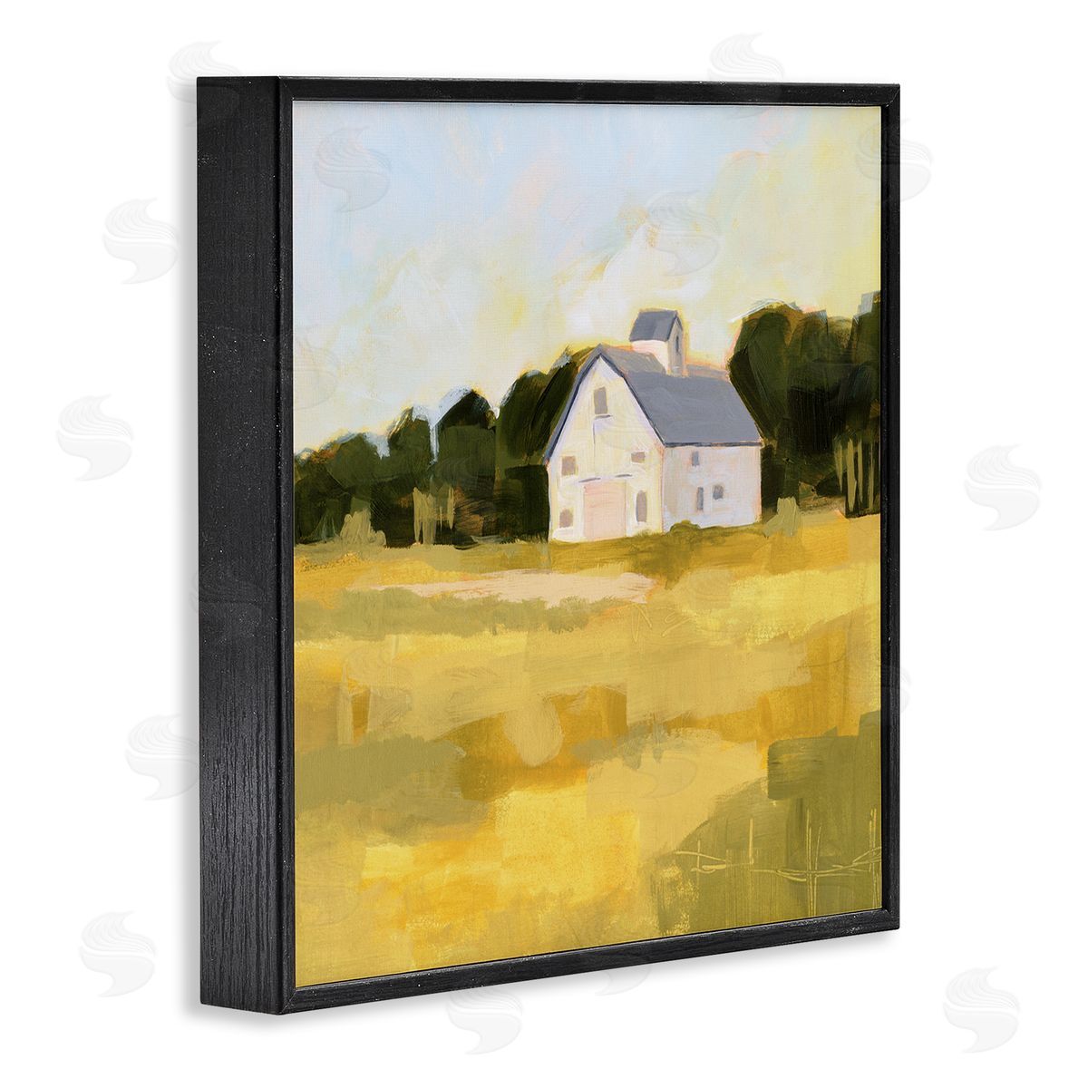 Victoria Borges Golden Sky Country Farmhouse Landscape Open Field Black Framed Giclee Wall Art