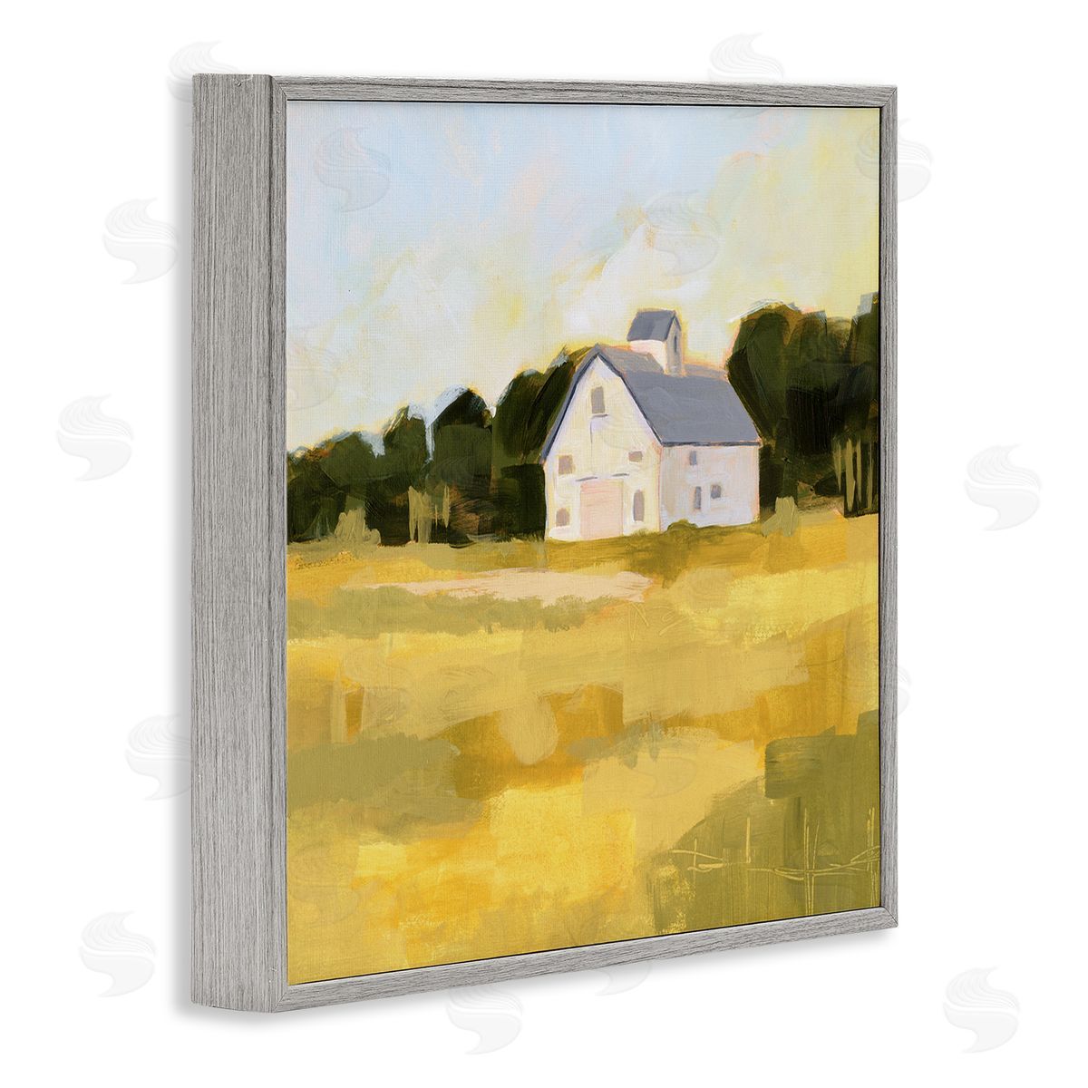 Victoria Borges Golden Sky Country Farmhouse Landscape Open Field Gray Framed Giclee Wall Art