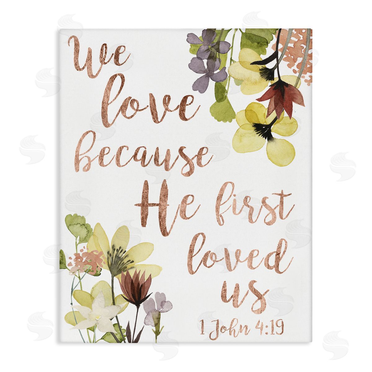 Studio W We Love Because Proverbs John 4:19 Florals Canvas Wall Art