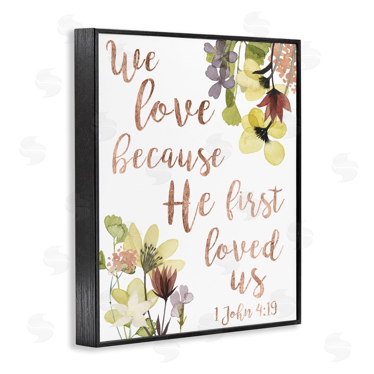 Studio W We Love Because Proverbs John 4:19 Florals Black Framed Giclee Wall Art
