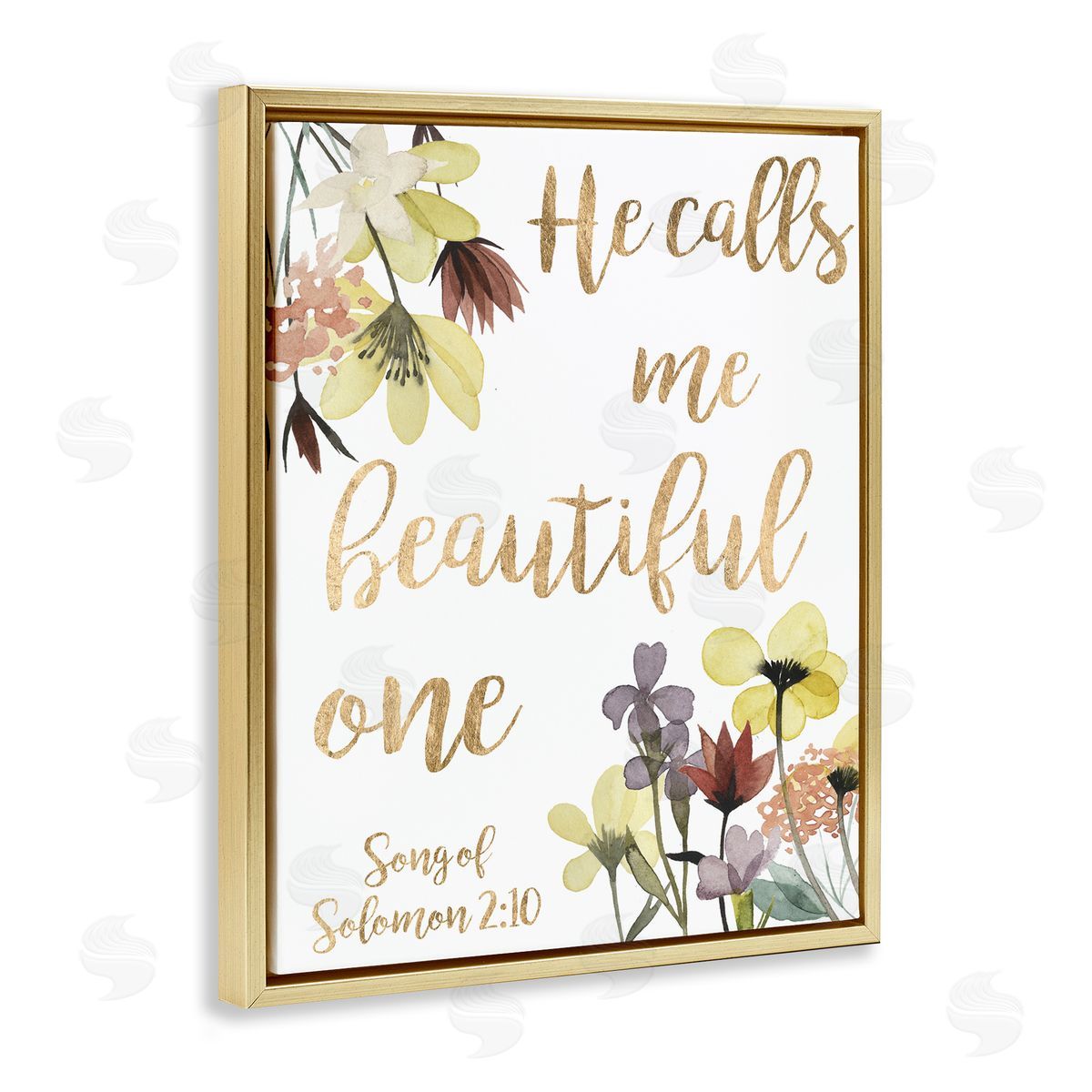Studio W Beautiful One Proverbs Song of Solomon 2:10 Gold Floater Frame Canvas Art