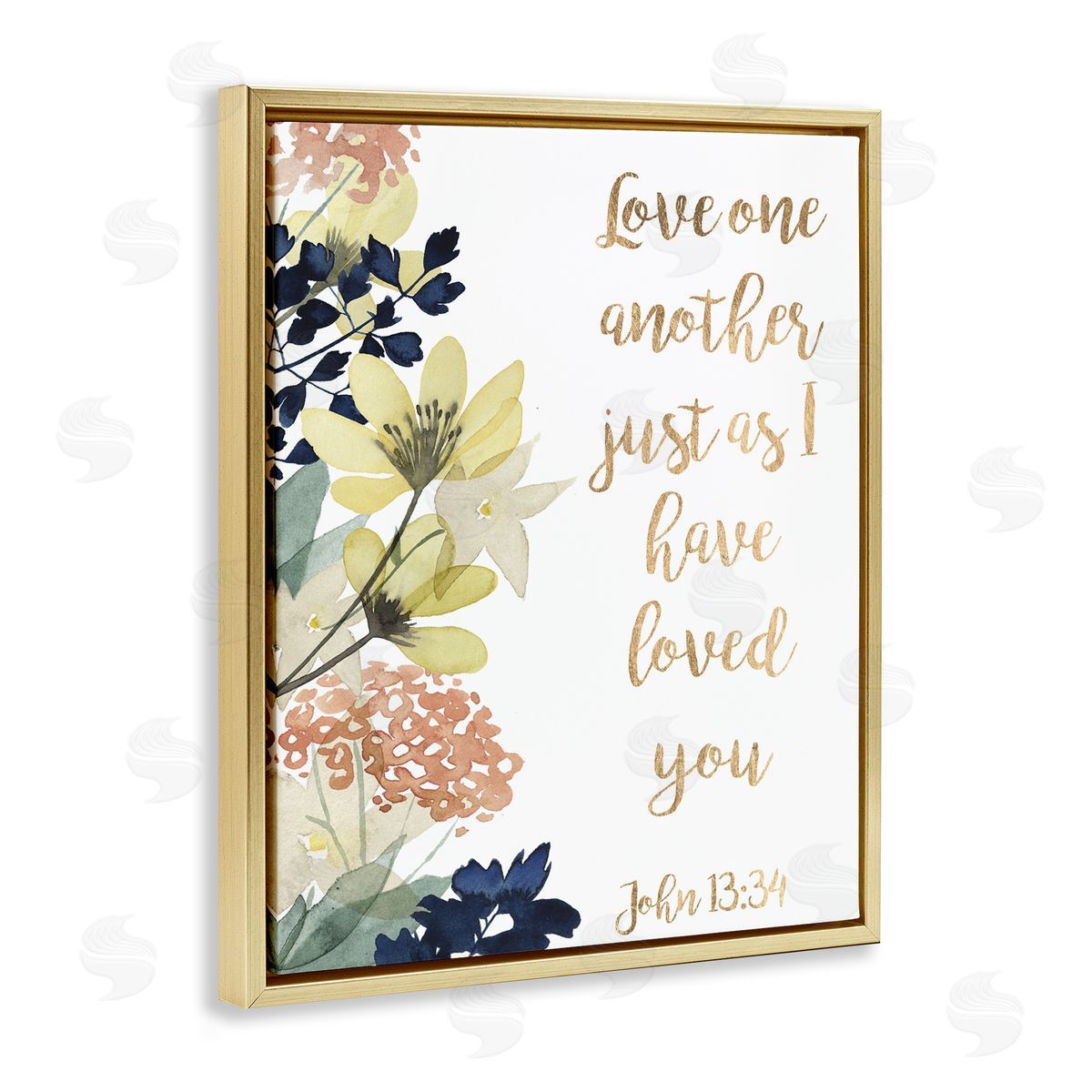 Studio W Love One Another Proverbs John 13:34 Wildflowers Gold Floater Frame Canvas Art