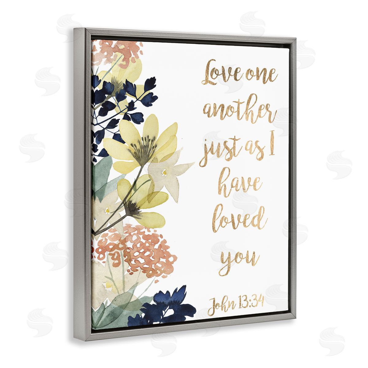 Studio W Love One Another Proverbs John 13:34 Wildflowers Gray Floater Frame Canvas Art