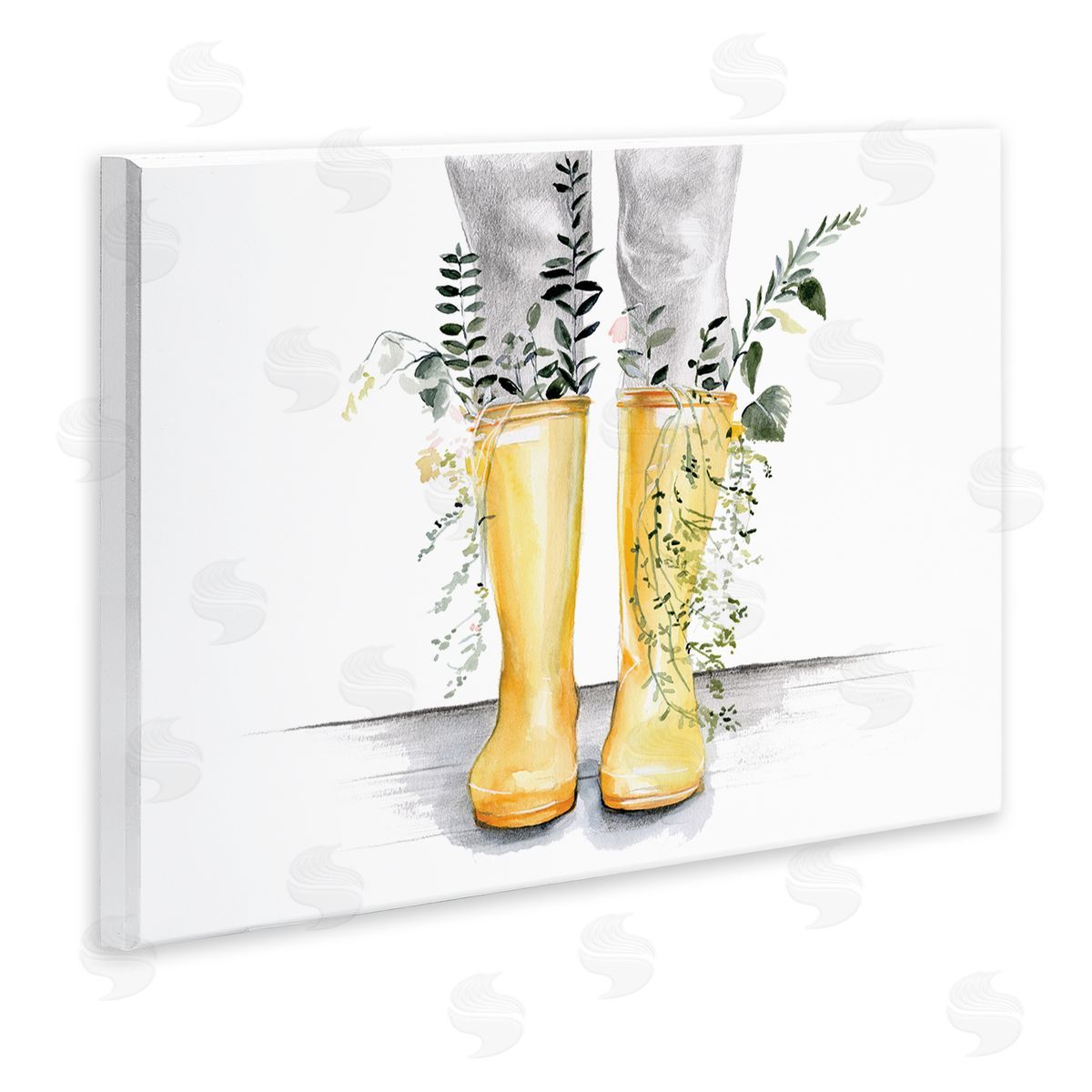 Jennifer Paxton Parker Yellow Rainboot Bouquets Chic Wildflower Foliage Wall Plaque Art
