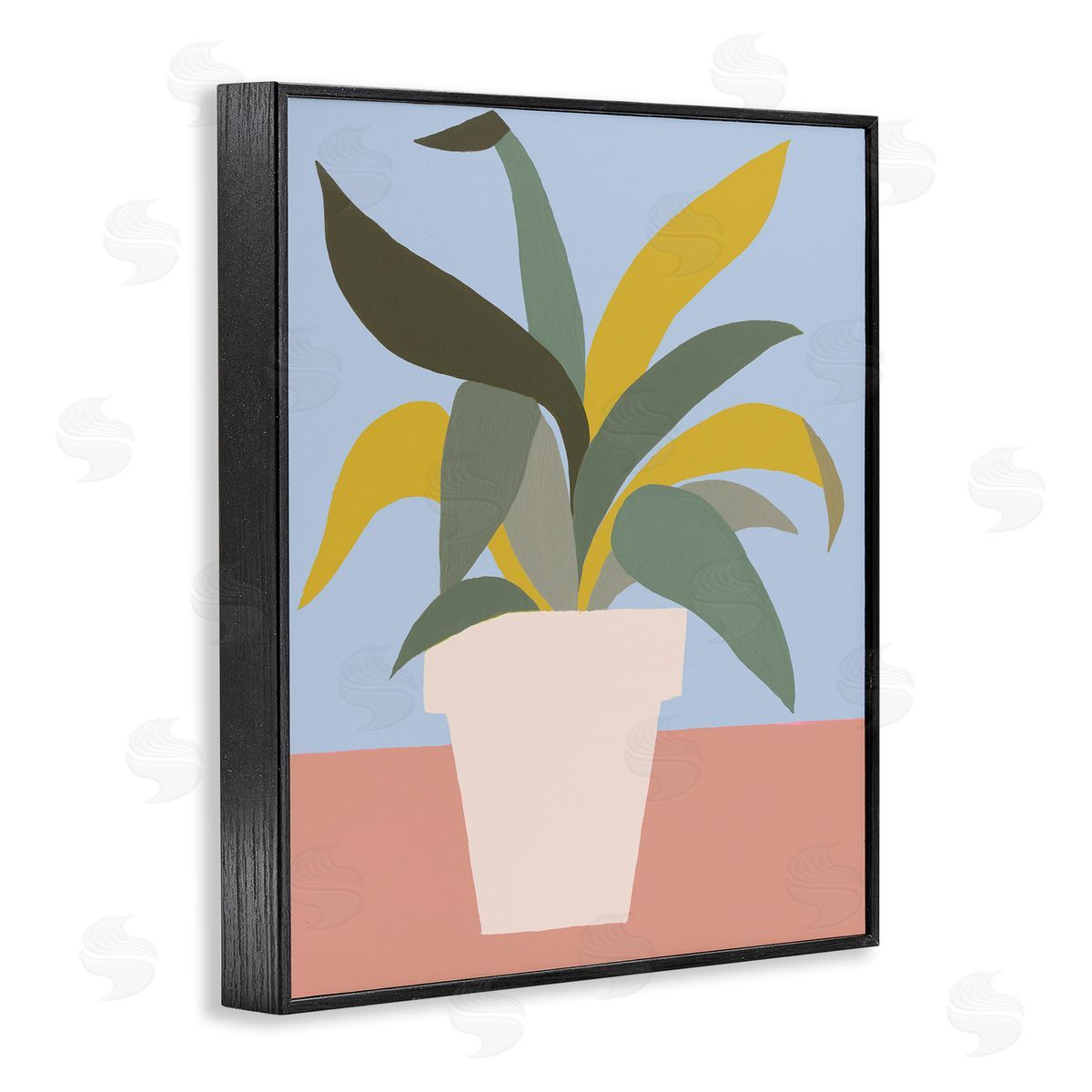 Regina Moore Indoor Potted Plant Soft Green Blue Red Black Framed Giclee Wall Art