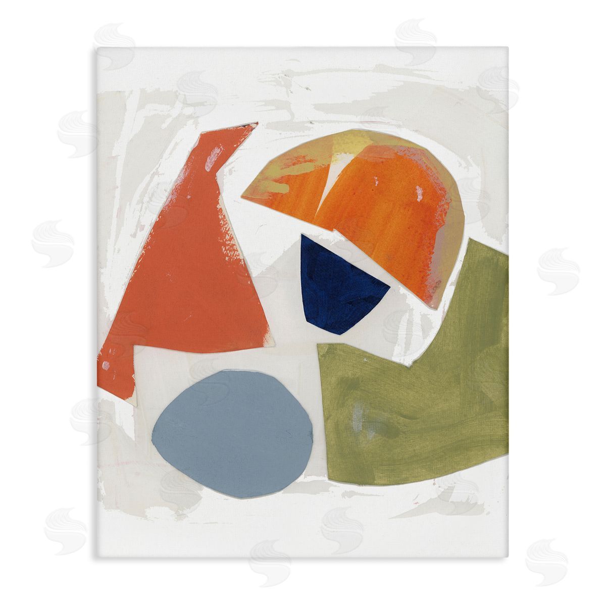Unknown Artist Abstract Shape Collage Orange Green Blue Canvas Wall Art