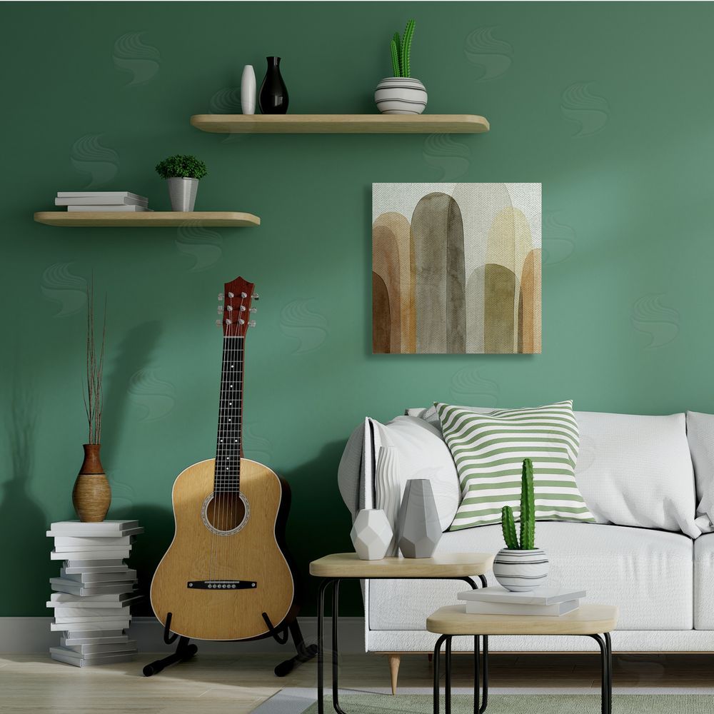 Grace Popp Layered Opaque Ovals Abstract Brown Shapes Canvas Wall Art in Room