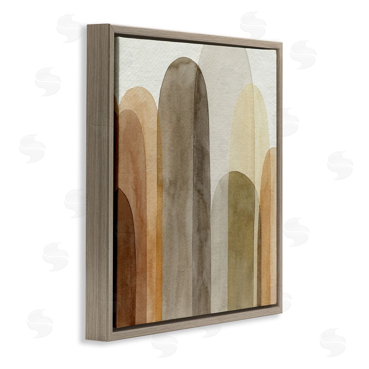 Grace Popp Layered Opaque Ovals Abstract Brown Shapes Brown Floating Frame Canvas Wall Art Print